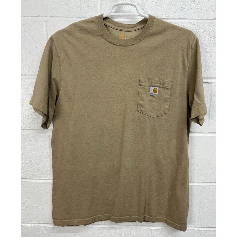 Carhartt T Shirt Mens Large Tall Loose Fit Short Sleeve Pocket Shirt K87 DES Tan